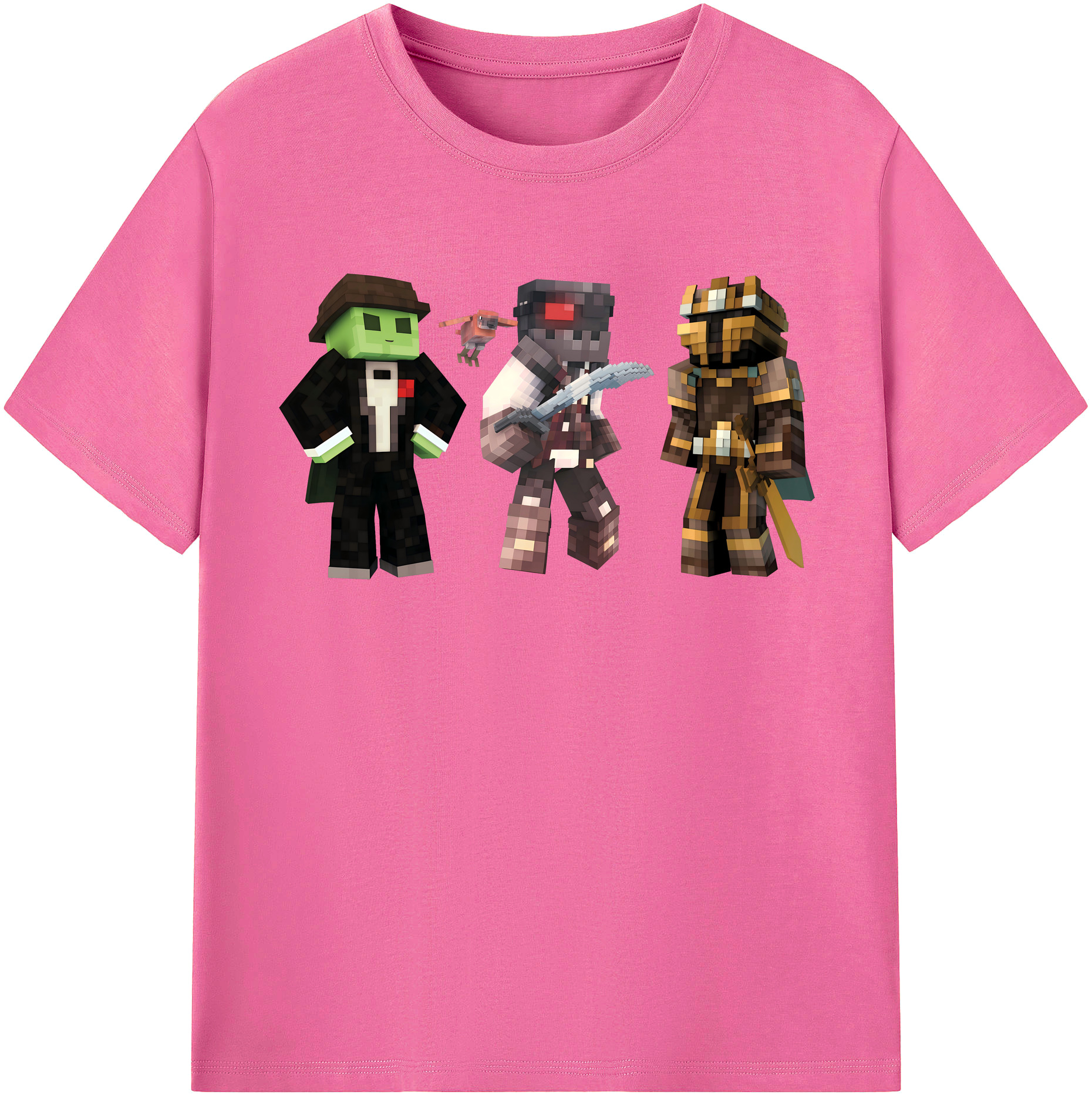 （画像用） マインクラフト ブロックの世界 Minecraft MC Block world レディースカジュアルプリントTシャツ（綿100％）